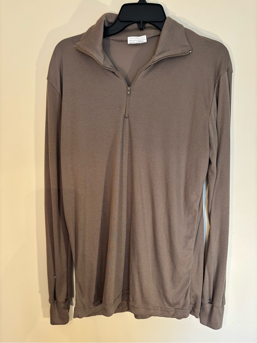 Men's Quarter-Zip Long Sleeve Sweater in Taupe